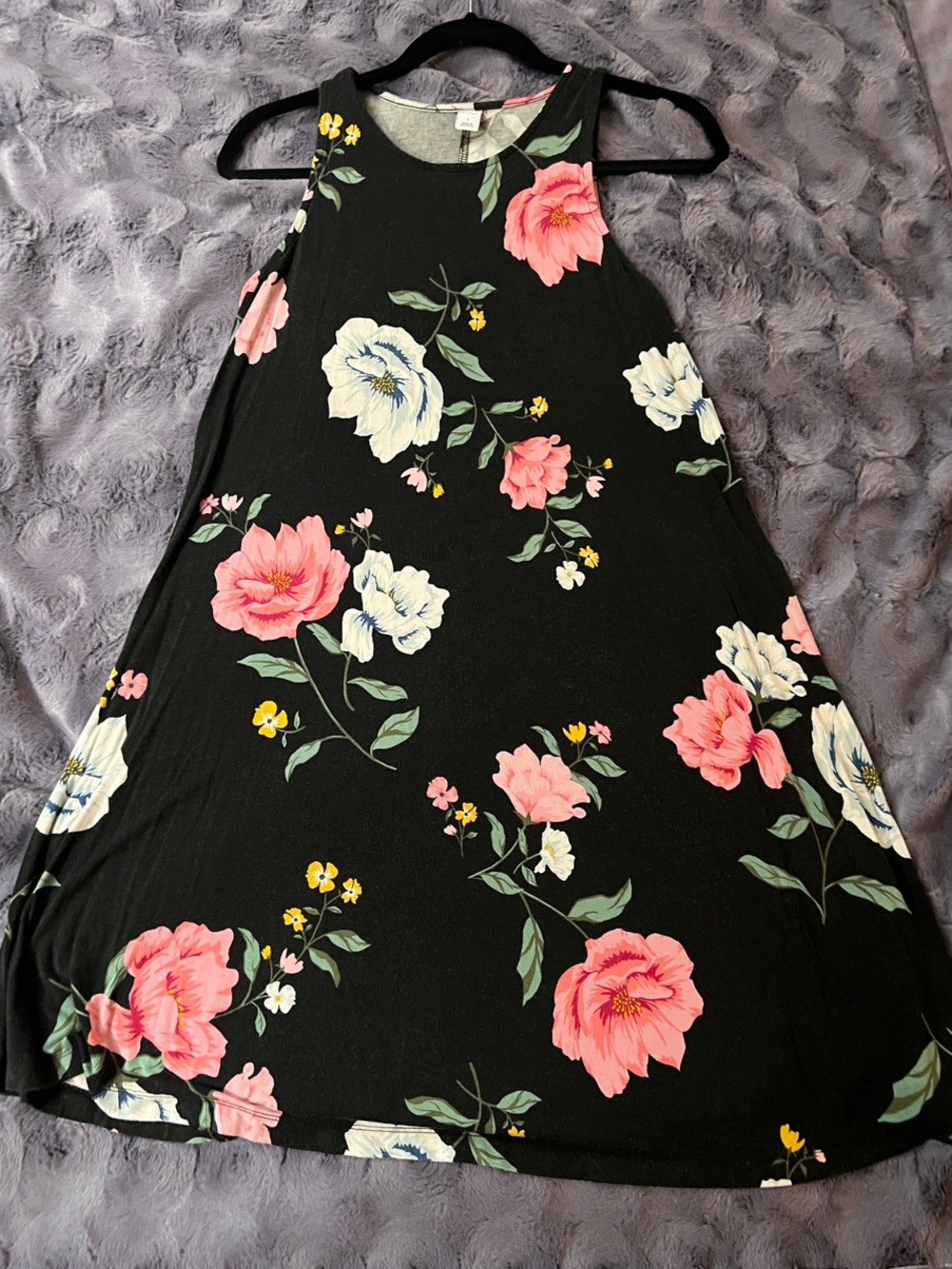 Old Navy Black Maxi Skirt with Pink, White & Yellow Floral Print